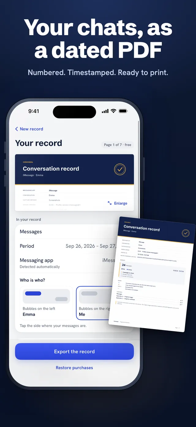 Convoseal home screen, ready to create a record from a screen recording or screenshots.