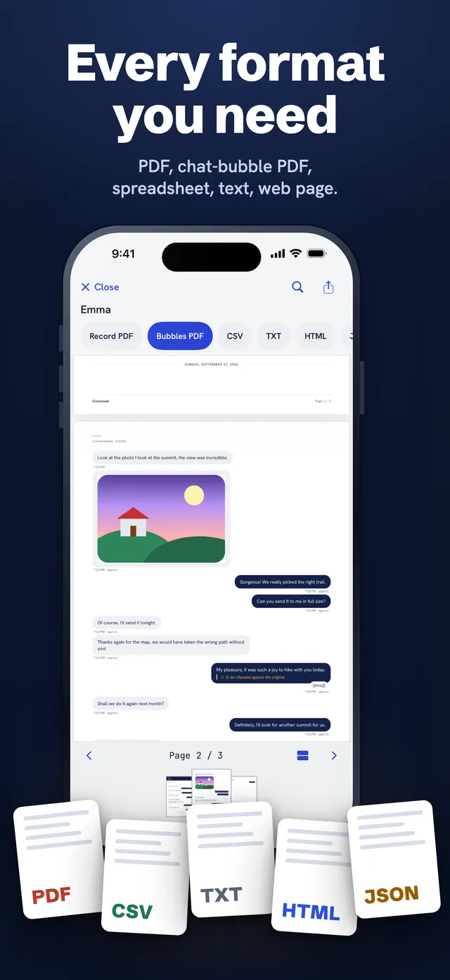 The chat-bubble PDF, laid out like the original conversation.