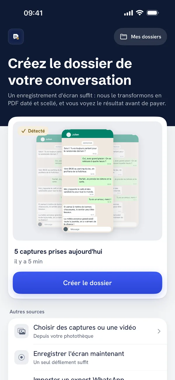 Choix de la messagerie dans Convoseal