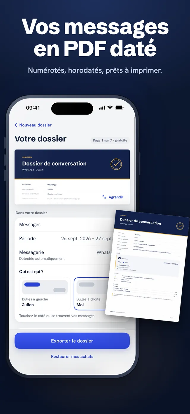 Écran d'accueil de Convoseal, prêt à créer un dossier depuis une vidéo d'écran ou des captures.