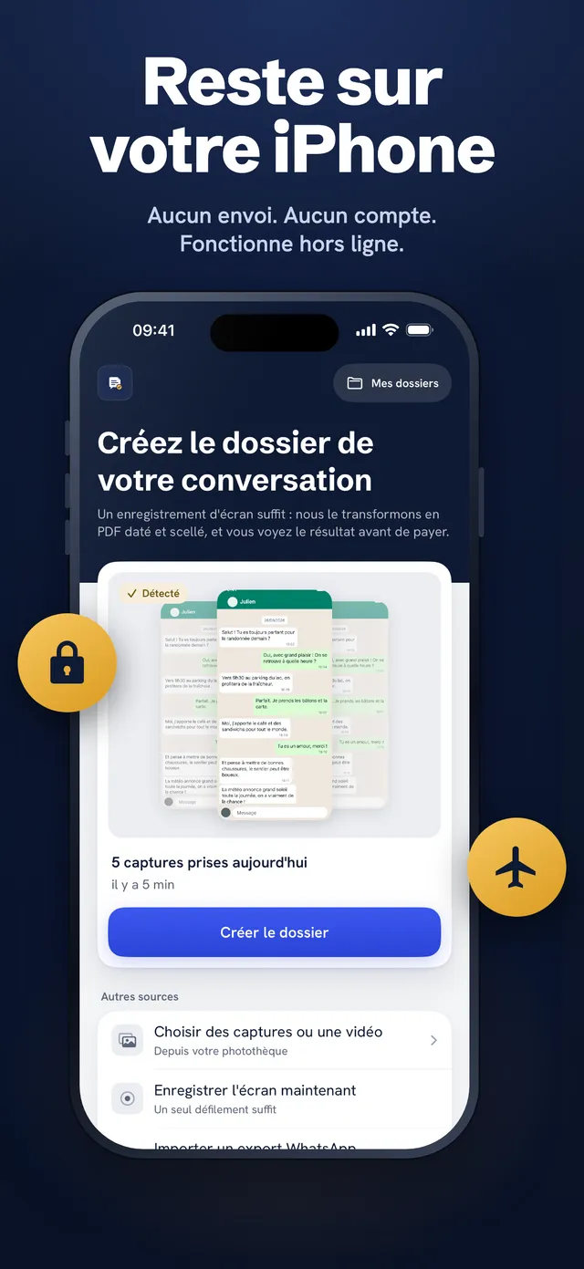 Un dossier PDF, avec des messages numérotés et datés.