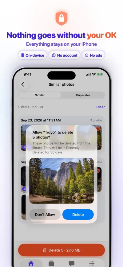 Nothing goes without your OK. Everything stays on your iPhone.