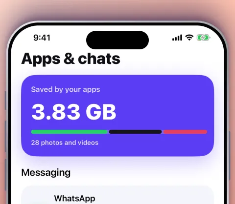 Apps & chats: 3.83 GB of media saved by your apps