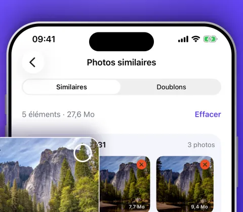 Photos similaires regroupées, la meilleure marquée « Best » et les autres sélectionnées