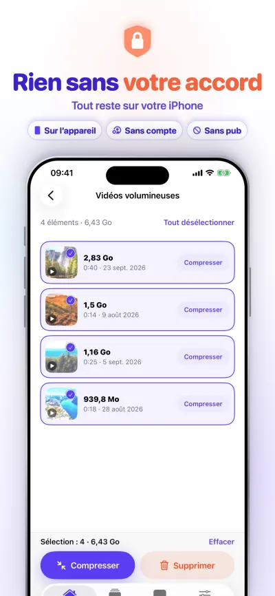 Rien sans votre accord. Tout reste sur votre iPhone.